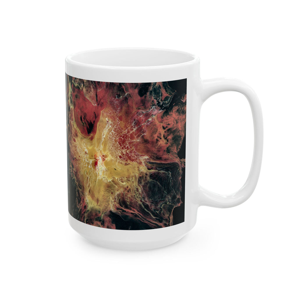 Nebula Flame Ceramic Mug — Abstract Cosmic Smoke Art (11oz, 15oz)