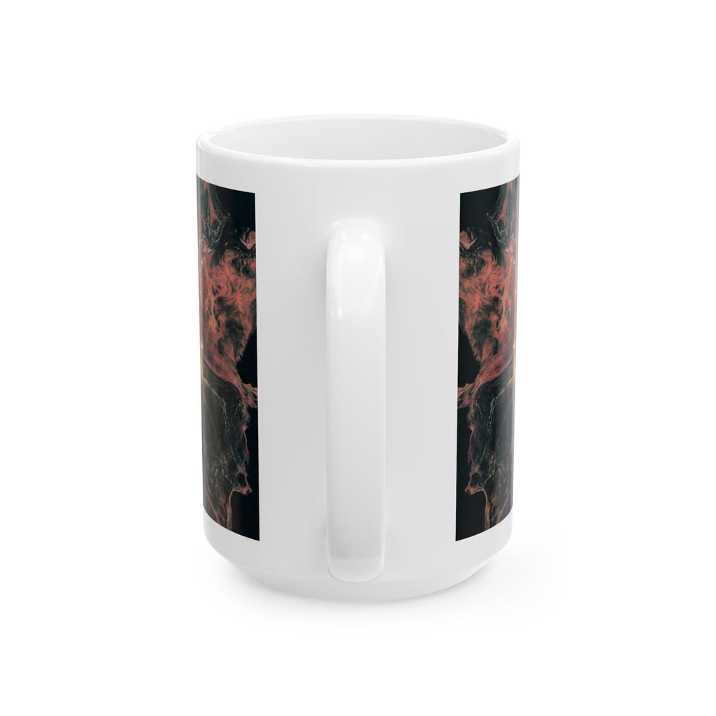 Nebula Flame Ceramic Mug — Abstract Cosmic Smoke Art (11oz, 15oz)