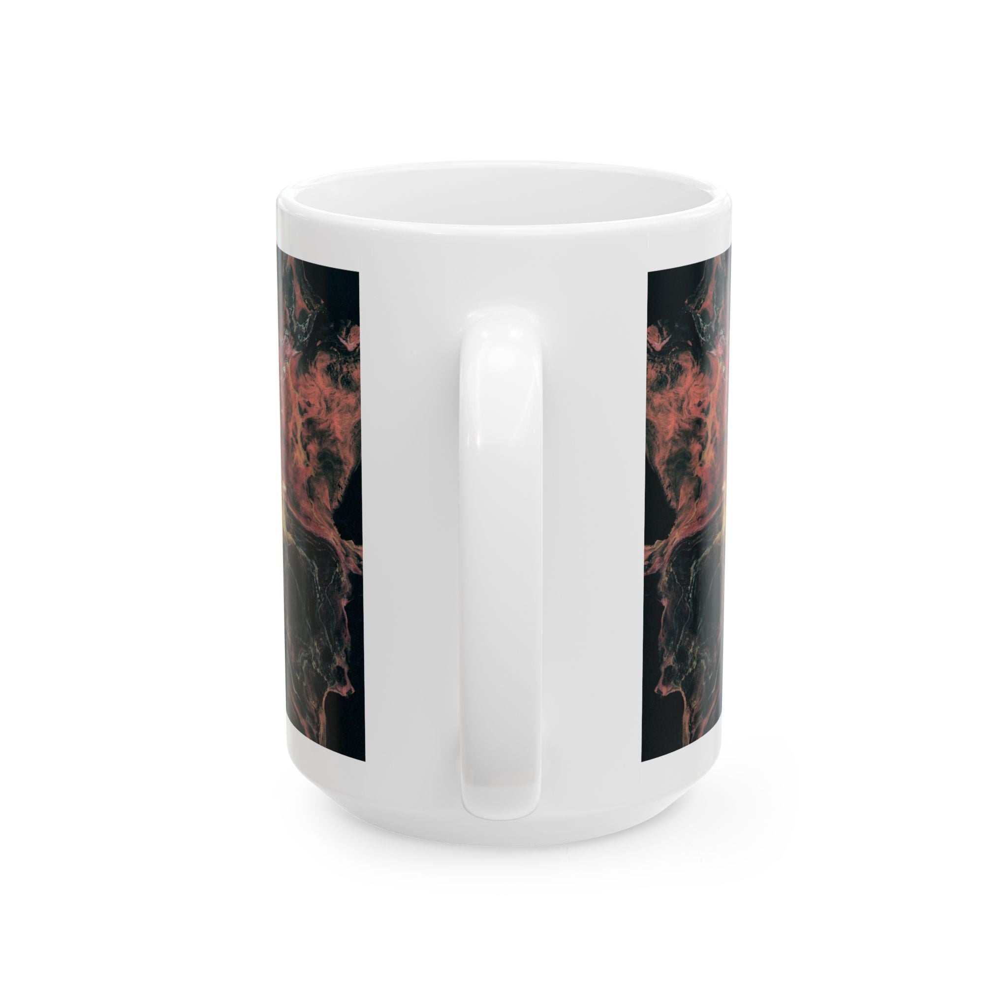 Nebula Flame Ceramic Mug — Abstract Cosmic Smoke Art (11oz, 15oz)