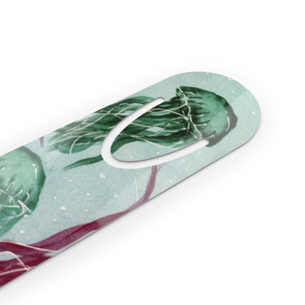 Jellyfish Bookmark — Ocean Watercolor Metal Bookmark with Tassel