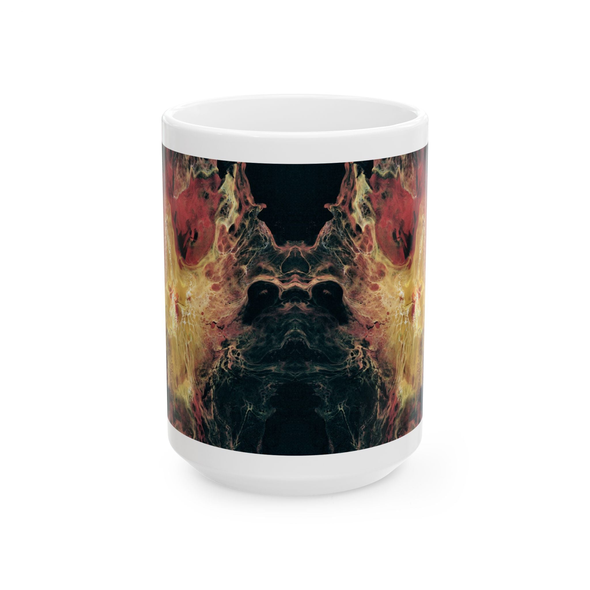 Nebula Flame Ceramic Mug — Abstract Cosmic Smoke Art (11oz, 15oz)