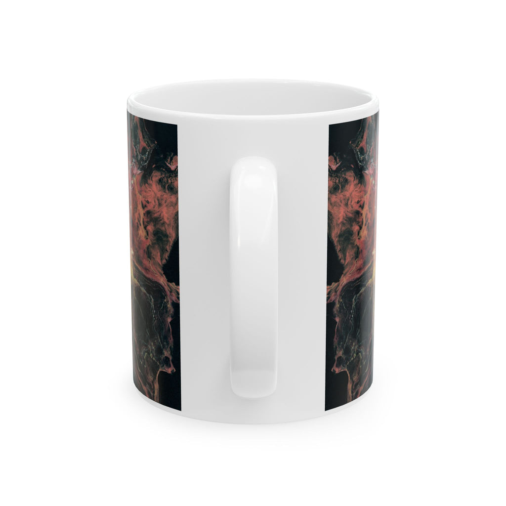 Nebula Flame Ceramic Mug — Abstract Cosmic Smoke Art (11oz, 15oz)