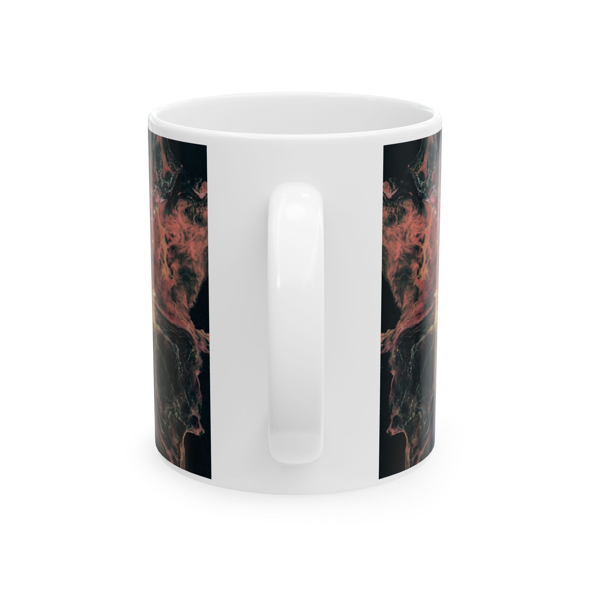 Nebula Flame Ceramic Mug — Abstract Cosmic Smoke Art (11oz, 15oz)