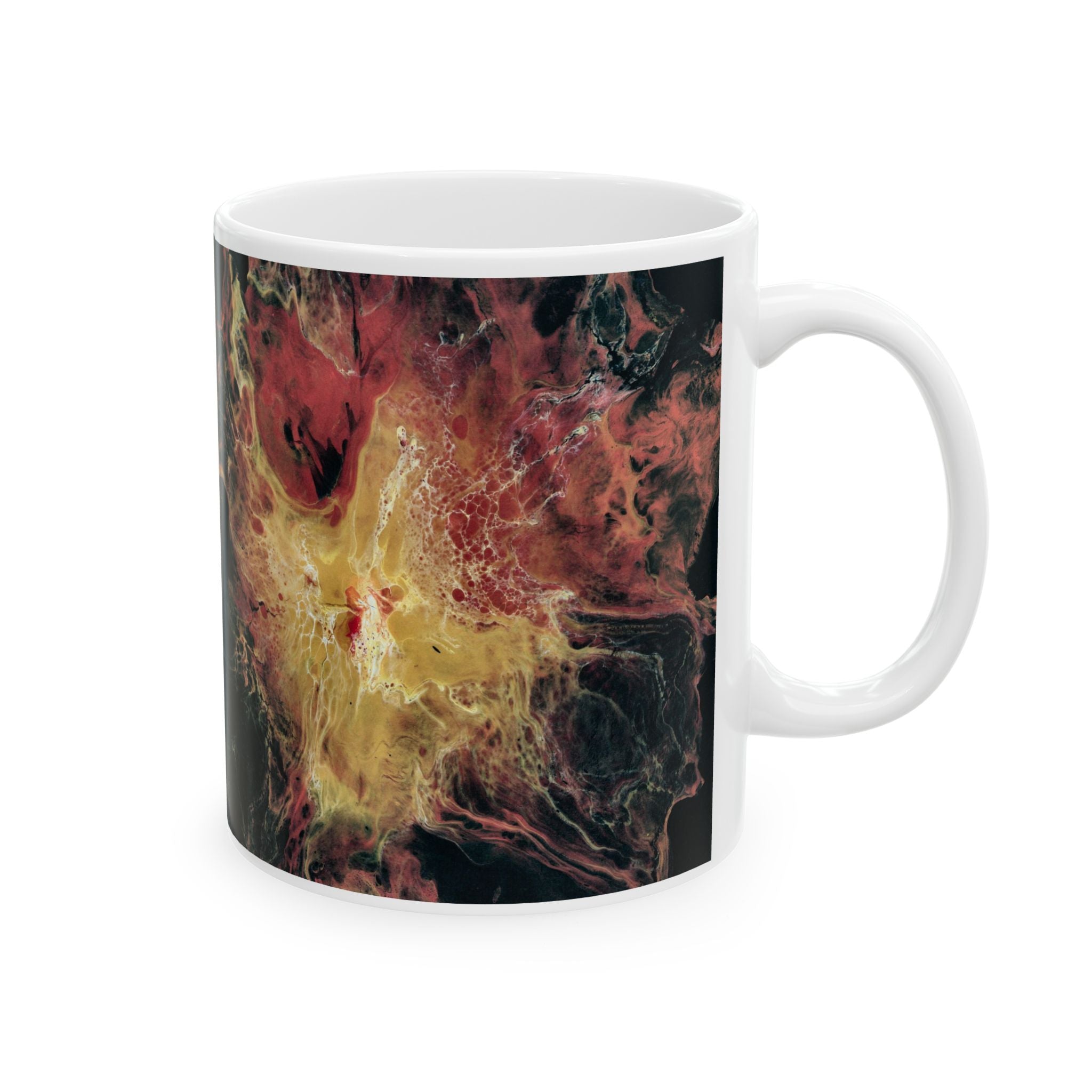 Nebula Flame Ceramic Mug — Abstract Cosmic Smoke Art (11oz, 15oz)