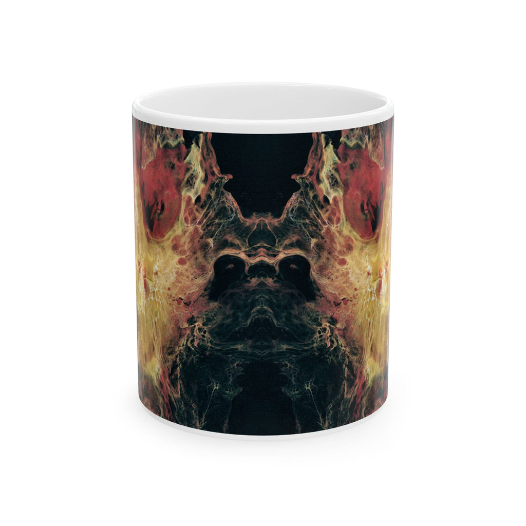 Nebula Flame Ceramic Mug — Abstract Cosmic Smoke Art (11oz, 15oz)