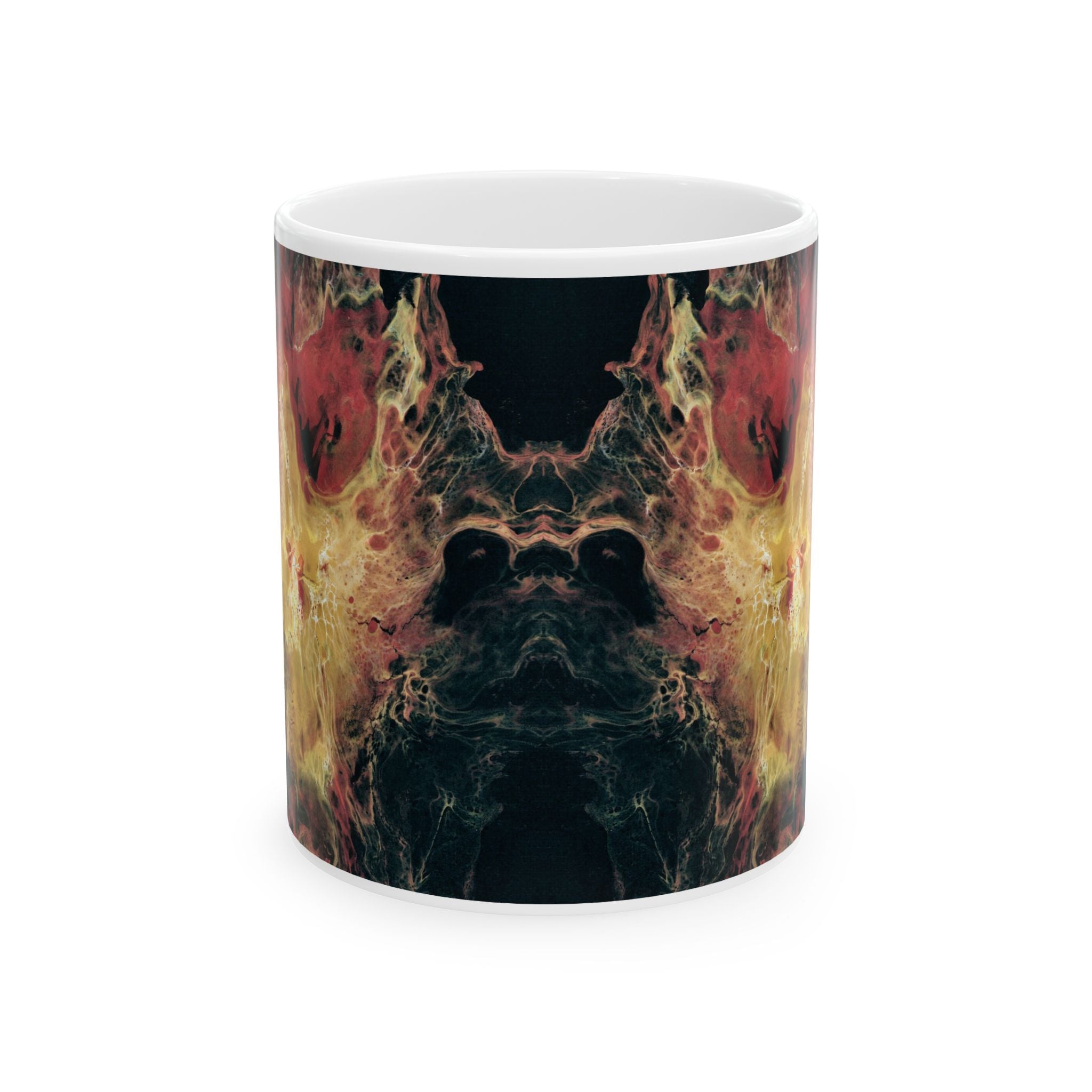 Nebula Flame Ceramic Mug — Abstract Cosmic Smoke Art (11oz, 15oz)