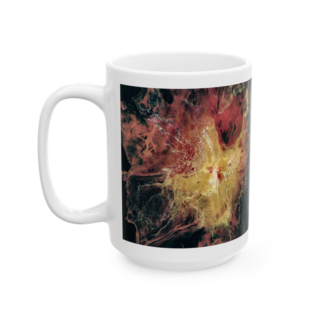 Nebula Flame Ceramic Mug — Abstract Cosmic Smoke Art (11oz, 15oz)