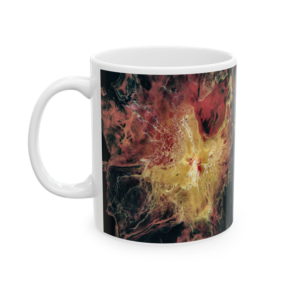 Nebula Flame Ceramic Mug — Abstract Cosmic Smoke Art (11oz, 15oz)